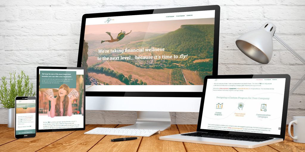 fly! website displayed across four devices of different sizes