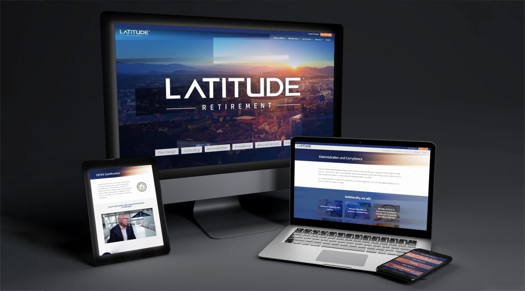 Latitude Retirement website displayed across four devices of different screen sizes