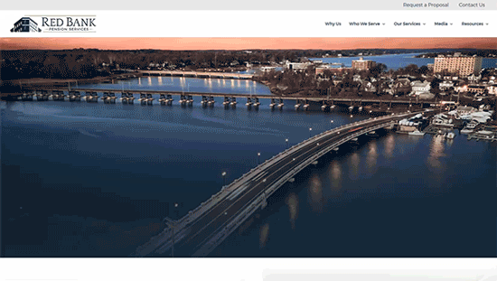 GIF showcasing web animations throughout the Red Bank Pension Services home page