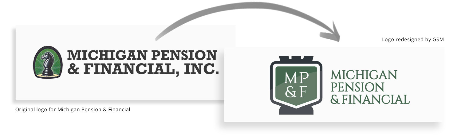 Michigan Pension before-and-after logo redesign