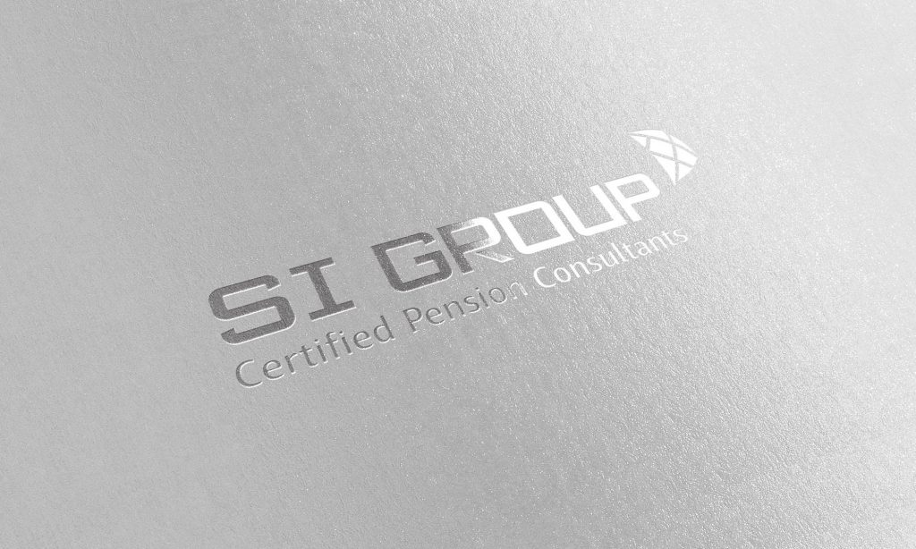 S.I. Group logo embossed in metallic silver on satin-textured paper