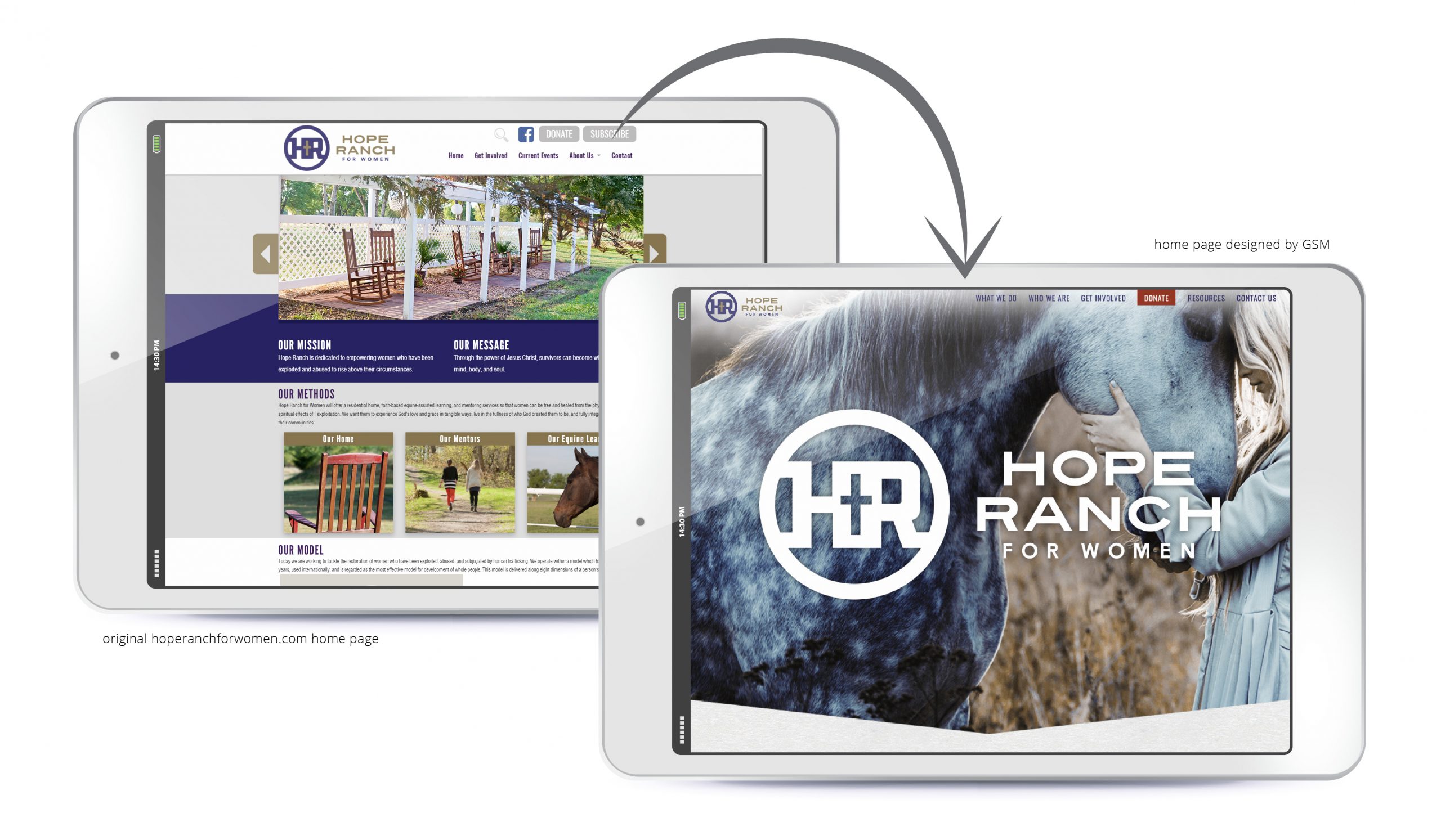 Before-and-after Hope Ranch website redesign