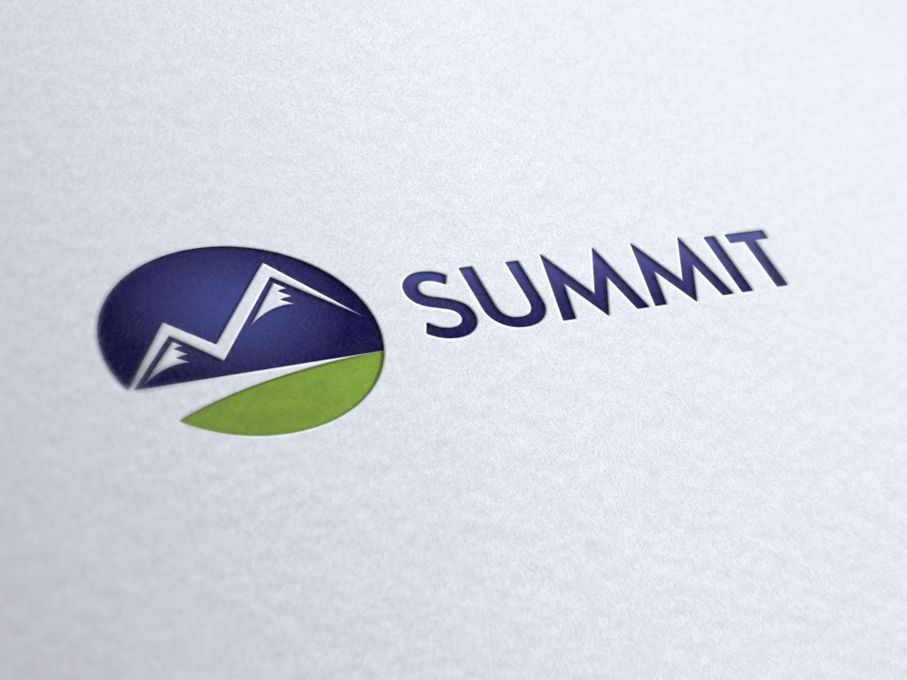 Summit logo embossed onto heavy-stock paper