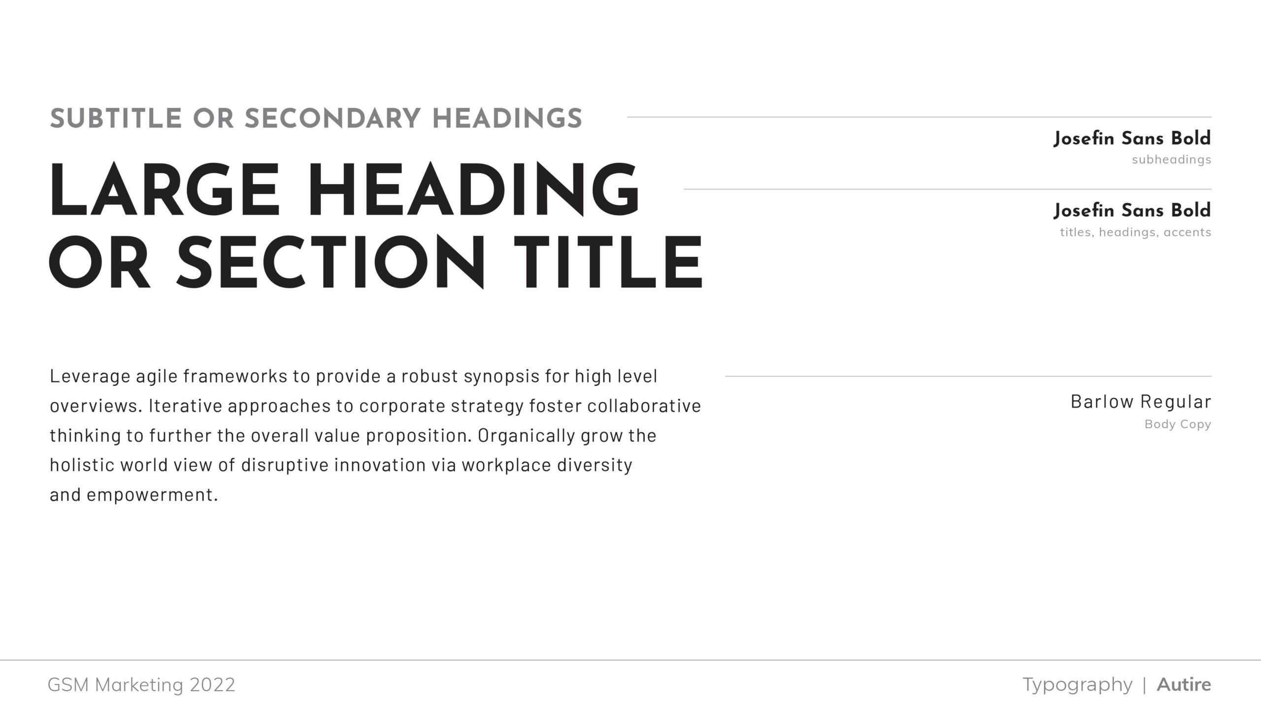 Concept slide: Autire typography
