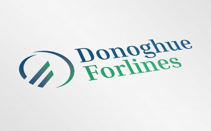 Donoghue Forlines logo embossed on a white sheet of paper