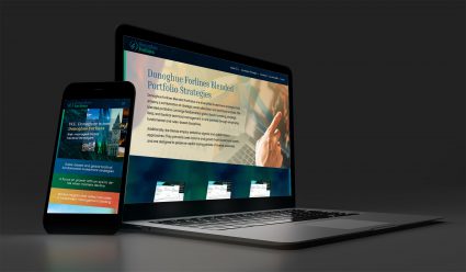 Mock-up of the Donoghue Forlines website on a laptop and a smartphone