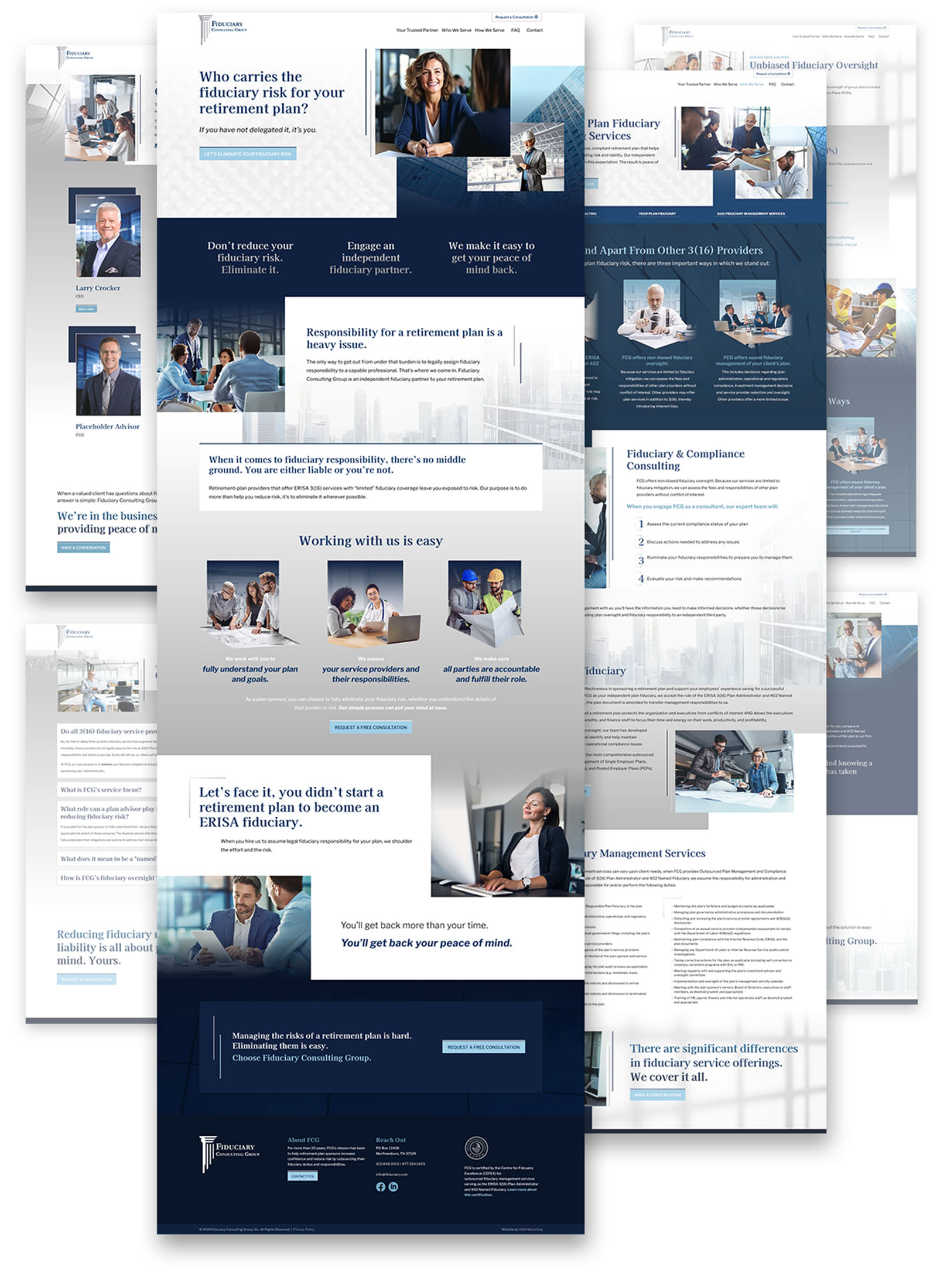 Flat composition displaying full webpage designs