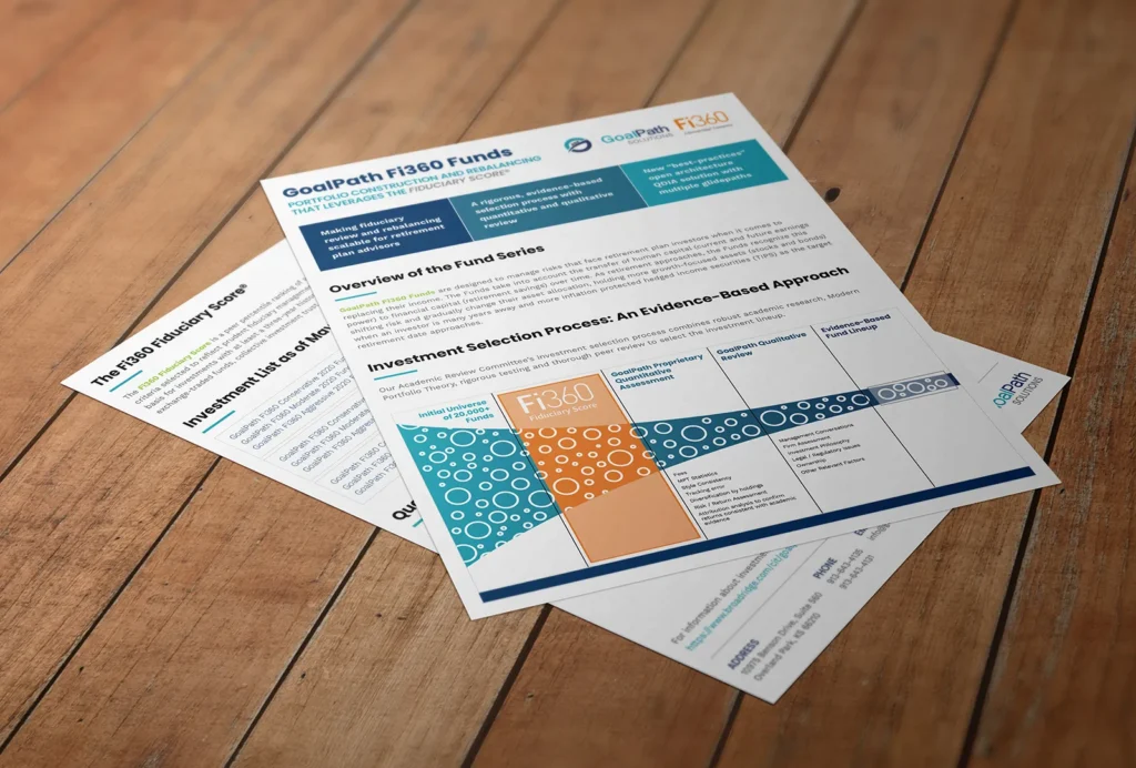 Single-sheet of information about GoalPath's Fi360 funds.