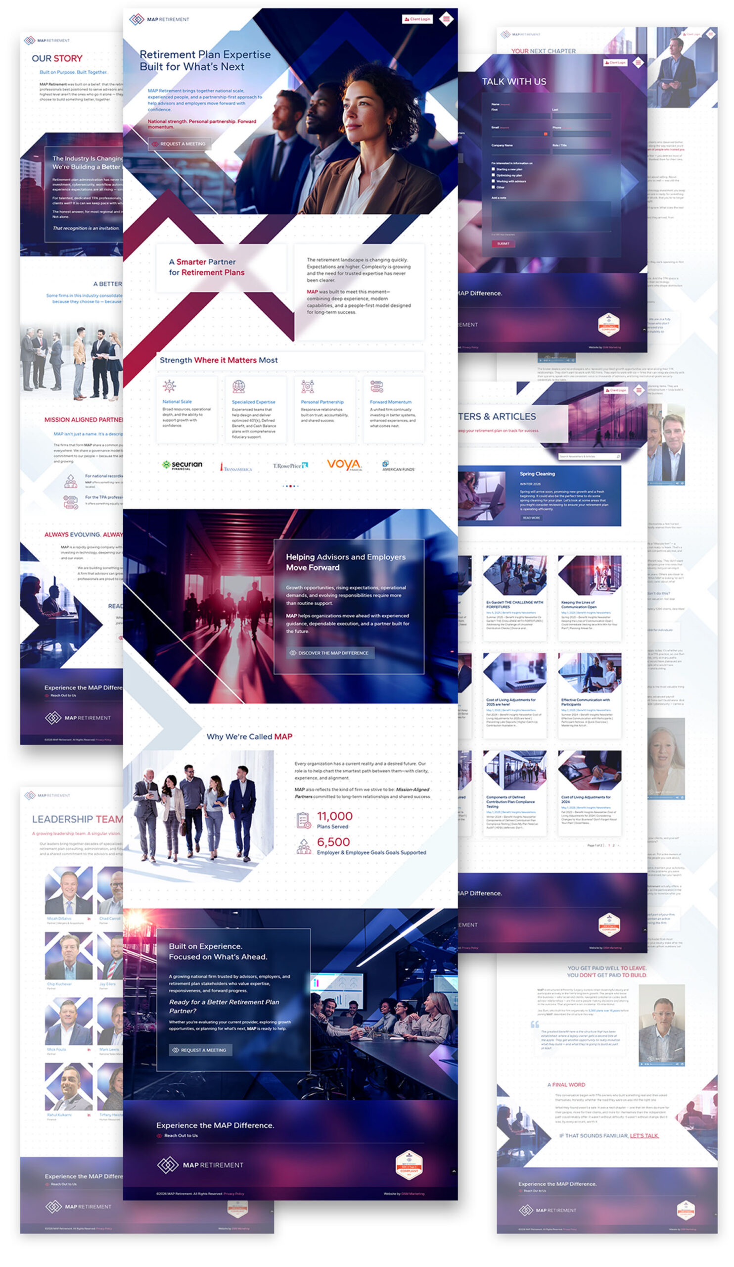 Flat composition displaying full webpage designs