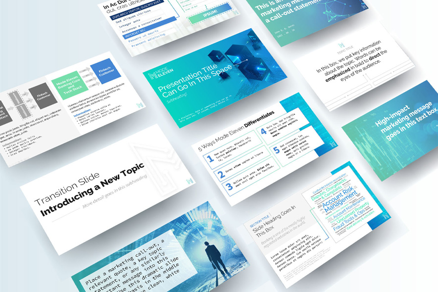 10 Mode Eleven presentation slides displayed as a set