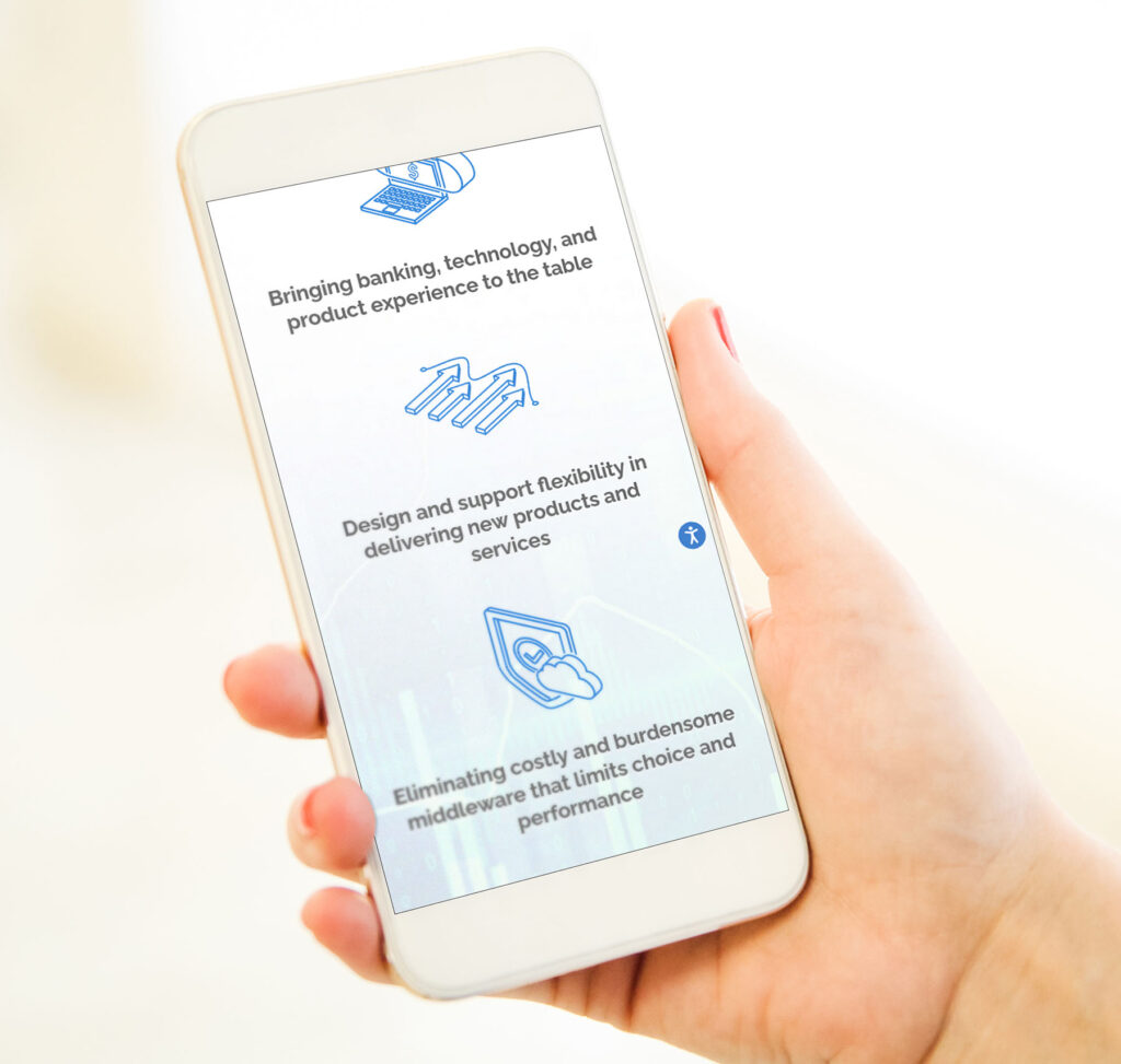 Mode Eleven web design displayed on a handheld smartphone