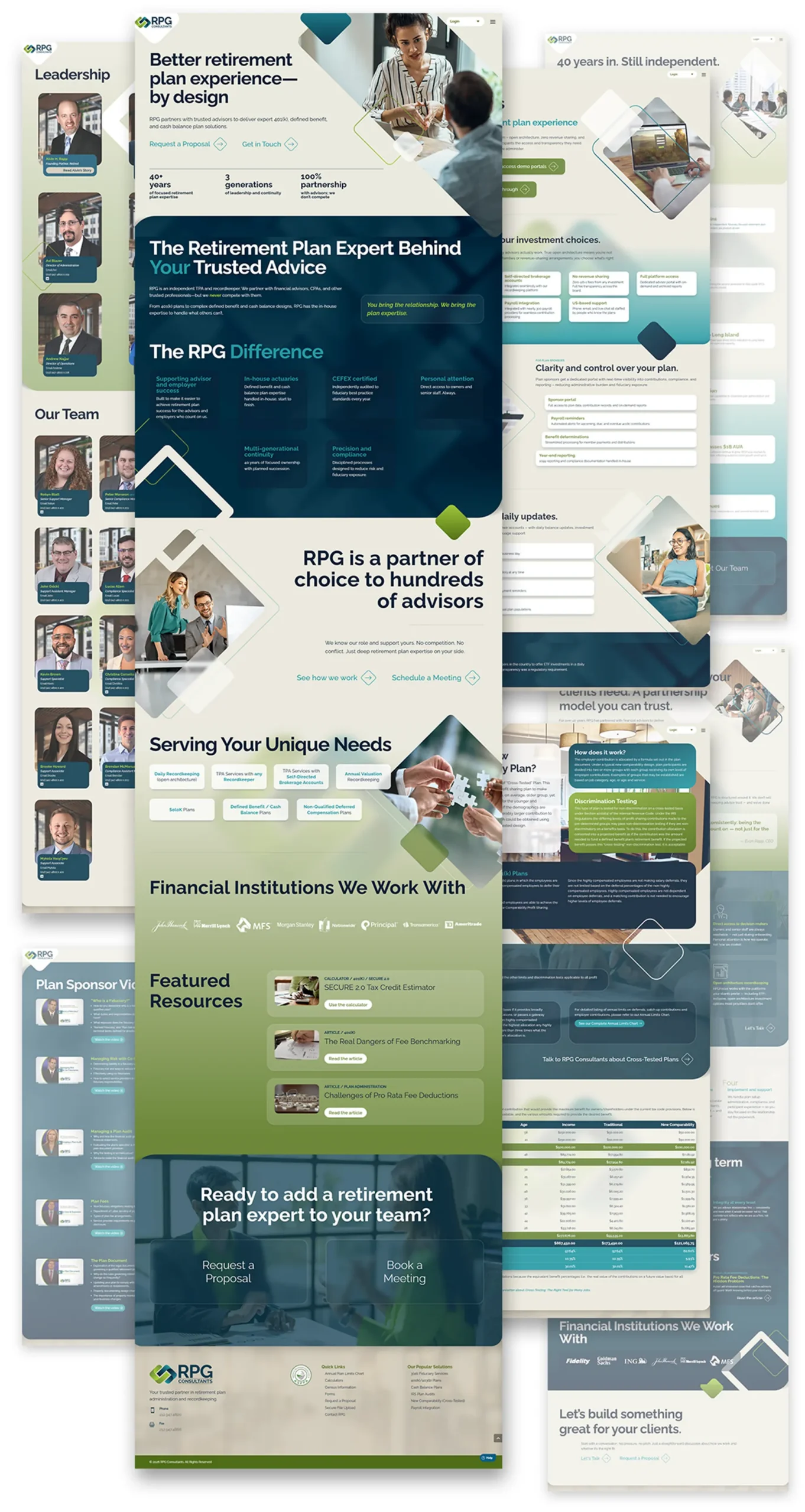 Flat composition displaying full webpage designs