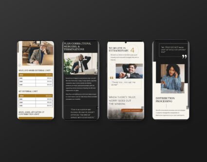 Trinity mobile website displayed across 4 smartphone screens