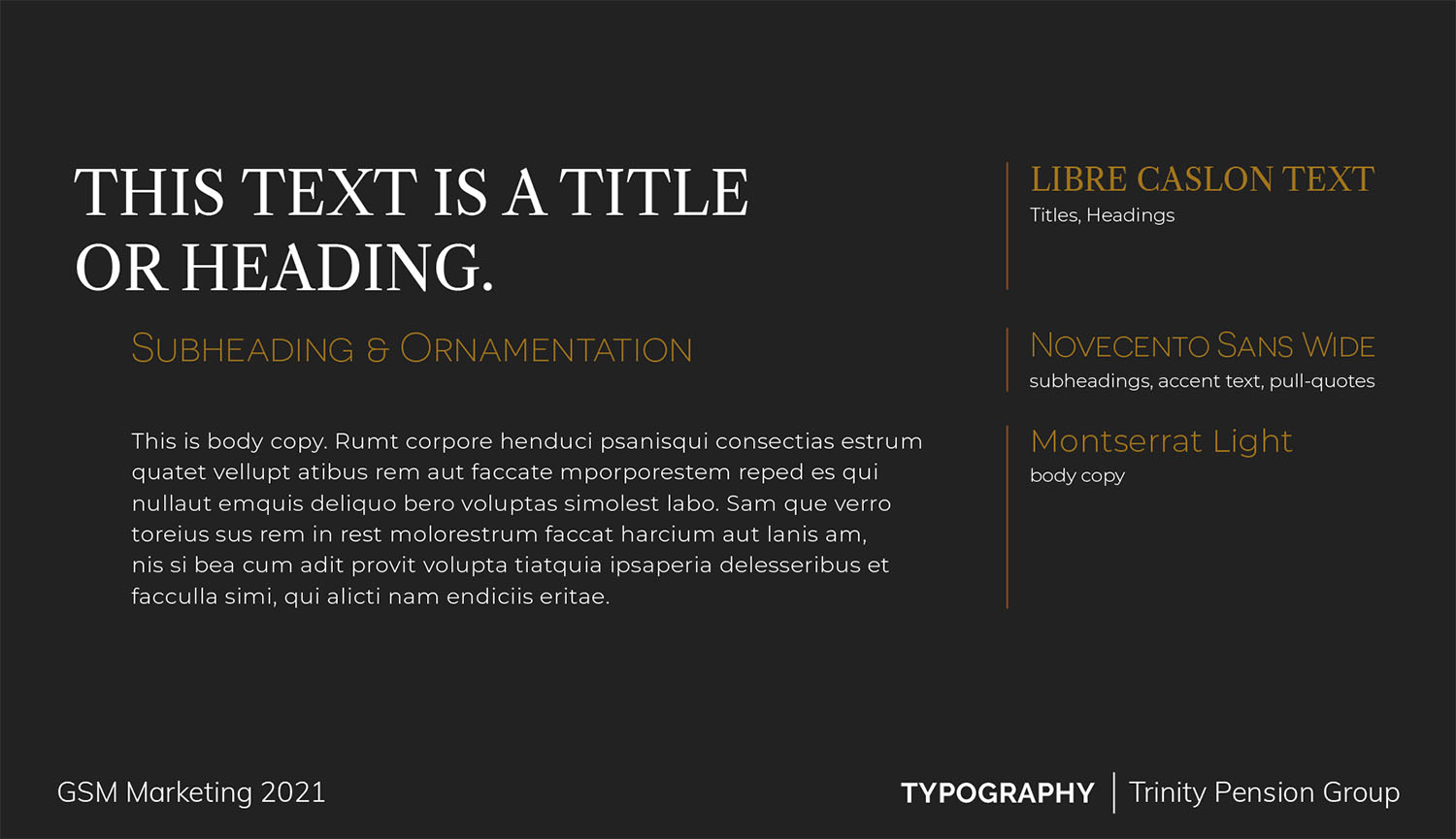 Concept slide: Trinity typography