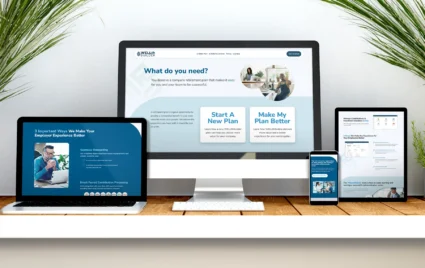 WELLthBuilder website displayed across several devices of various sizes from large desktop monitor to smartphone