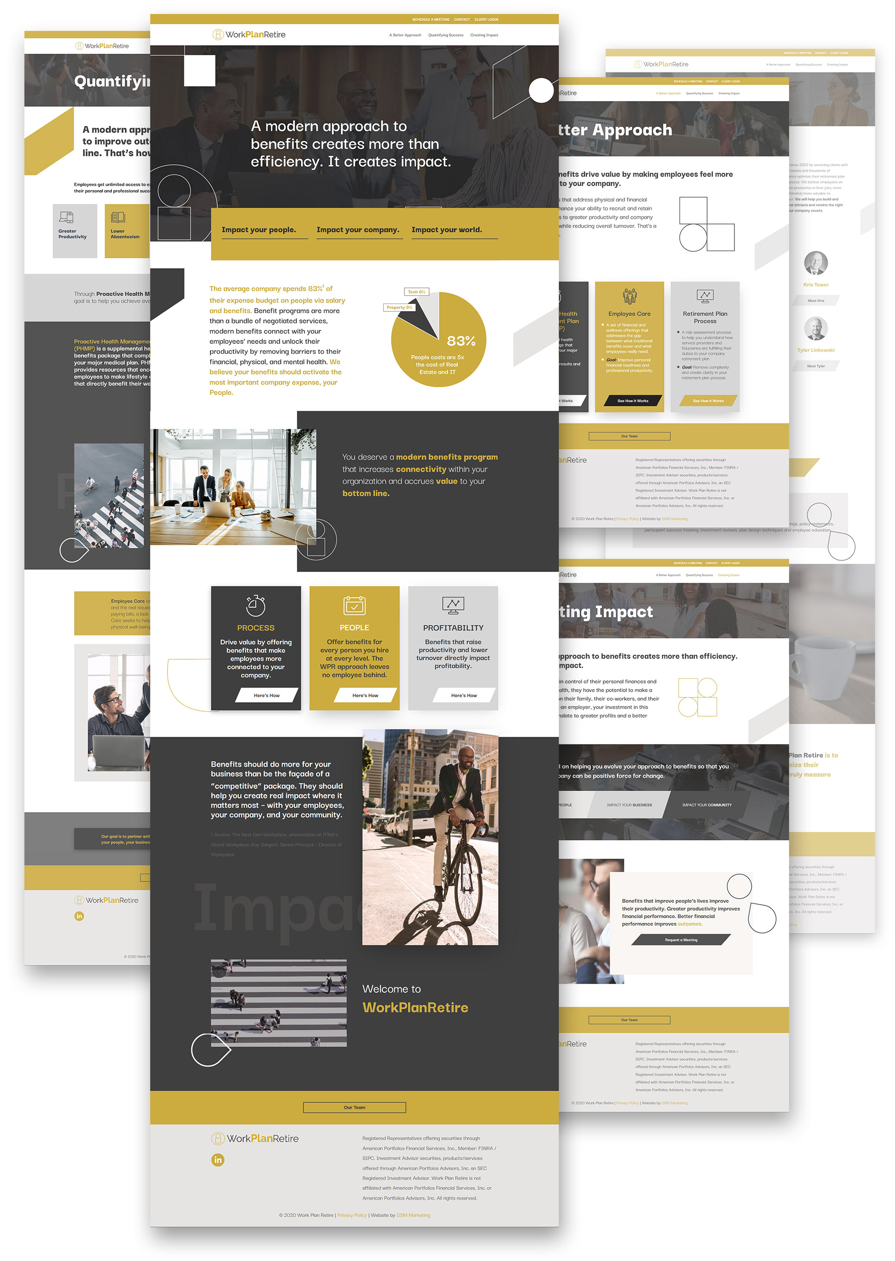 Flat composition displaying full webpage designs