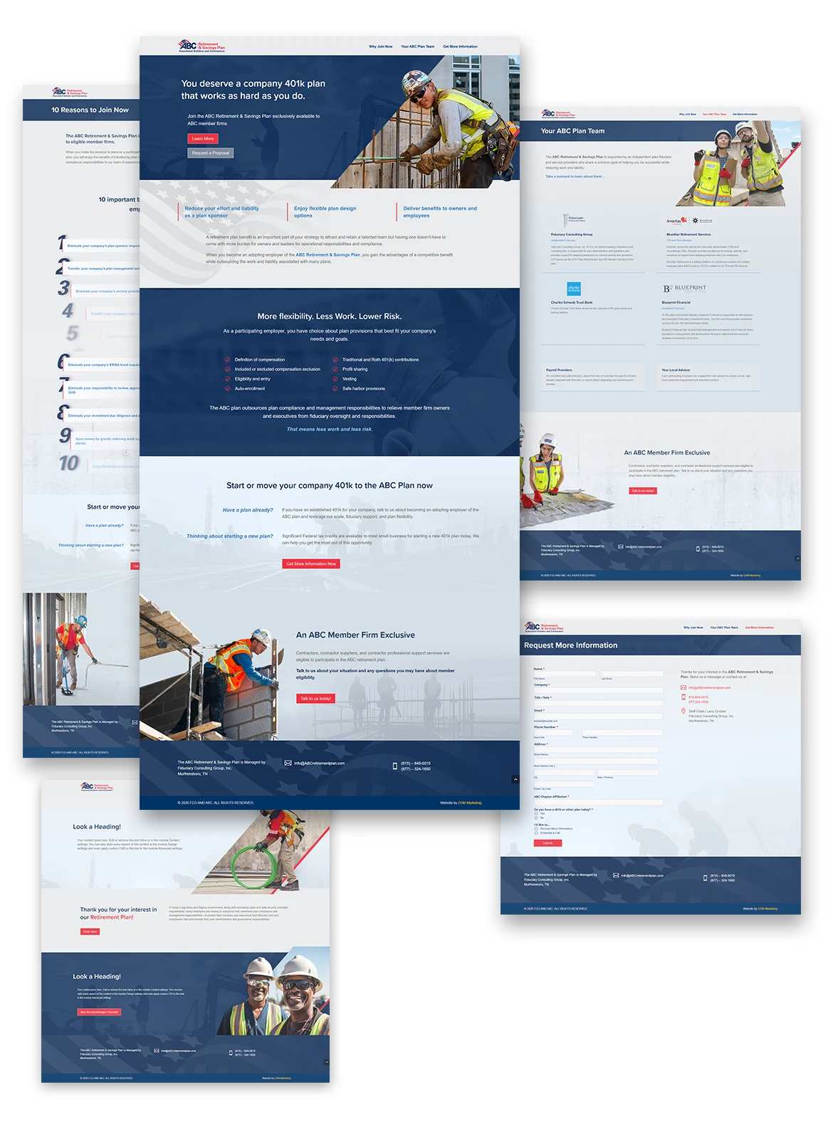 ABC Retirement Website page designs