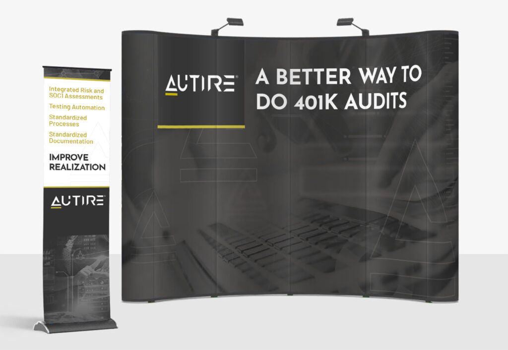 Autire trade show assets: a standing banner and backdrop